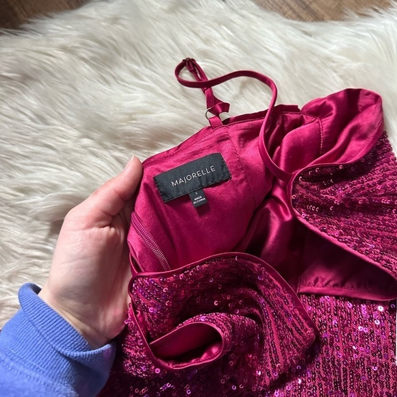 MAJORELLE Nyx Dress In Hot Pink Sequin - Picture 3 of 6